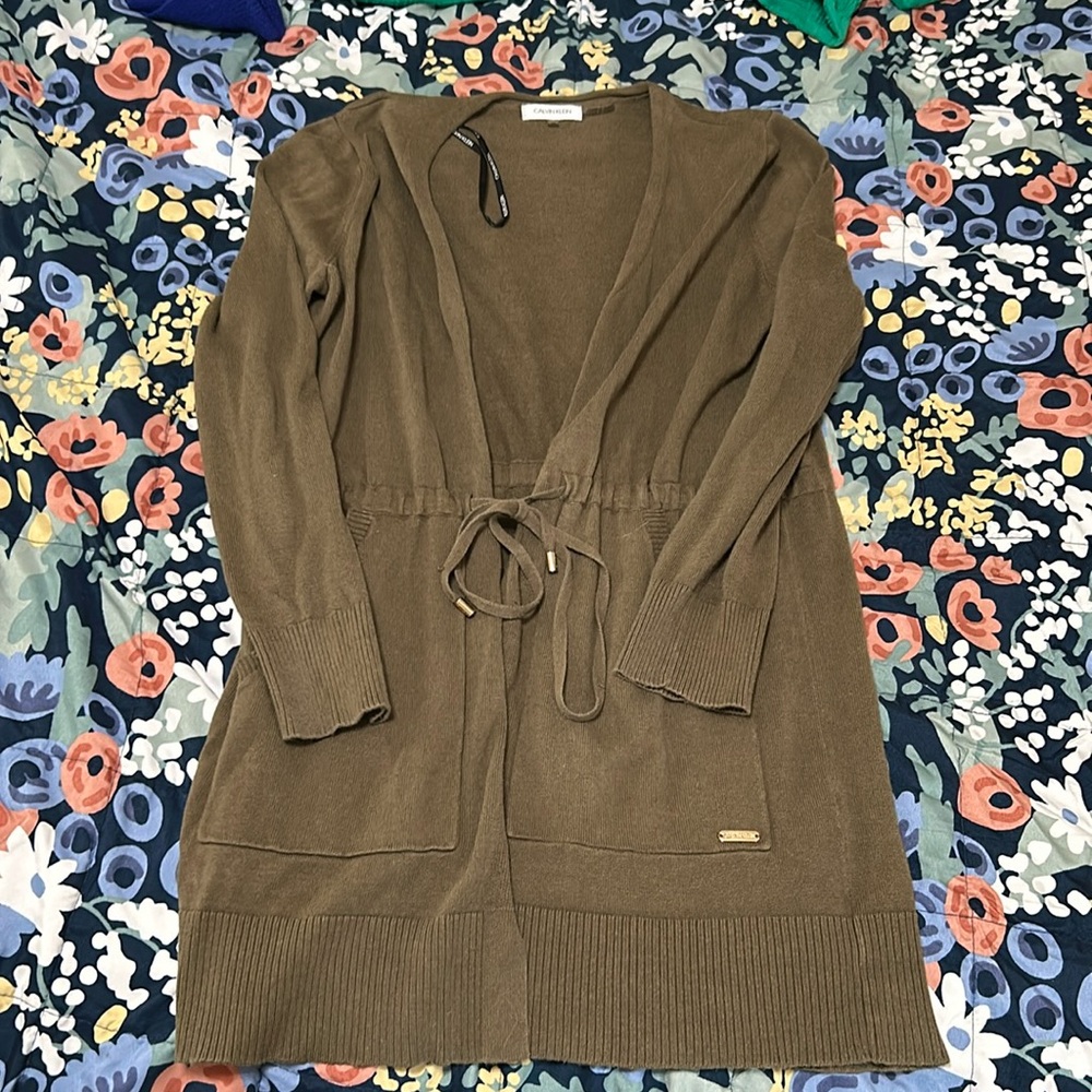 Calvin Klein Cardigan - Olive Green - Size XS